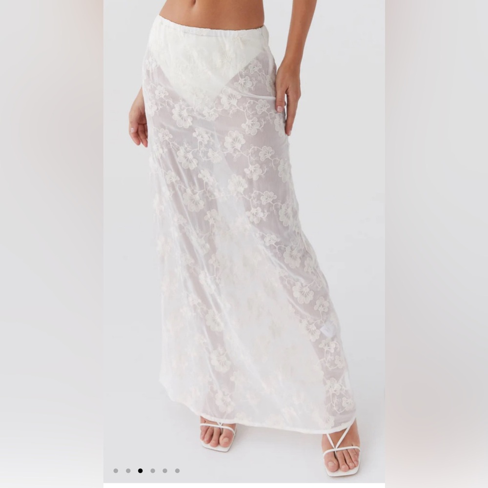 Peppermayo White Lace Maxi Skirt
